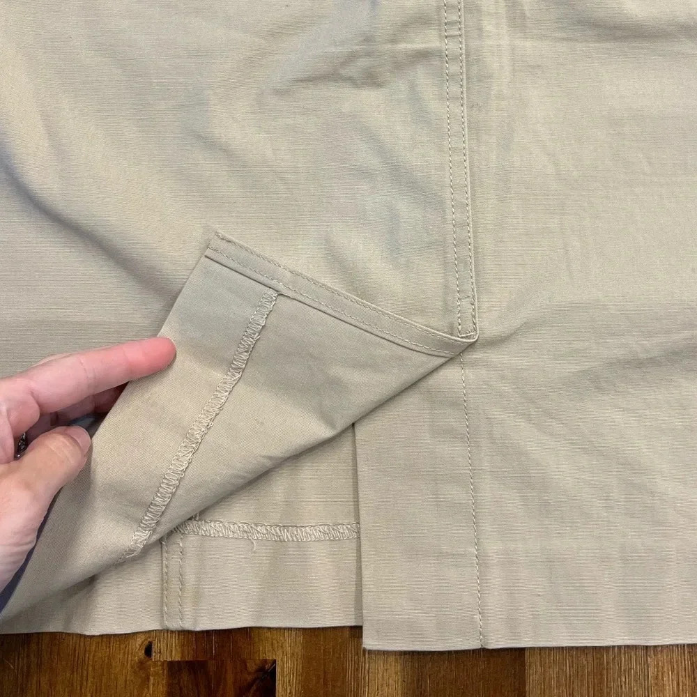 Jones New York sport tan khaki mini skirt, size 8 button front stretch - Picture 3 of 8